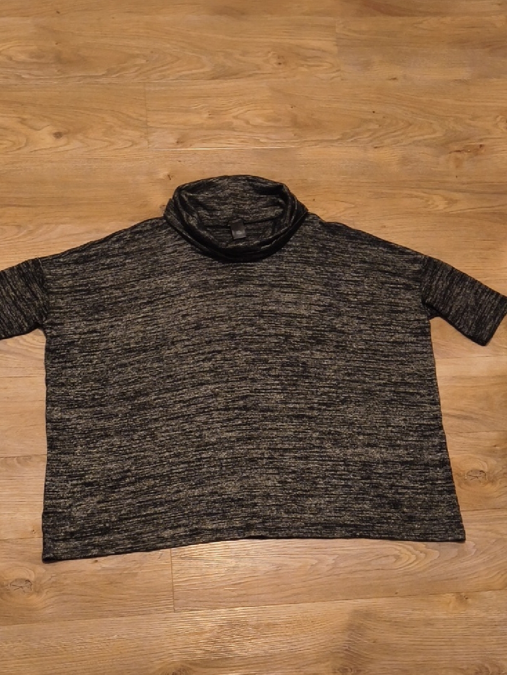 Ann Taylor Factory Black Heathered Cowl Neck Top